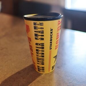 NWOT Starbucks"TEXAS THE LONE STAR STATE" Yellow Ceramic Travel Tumbler Mug